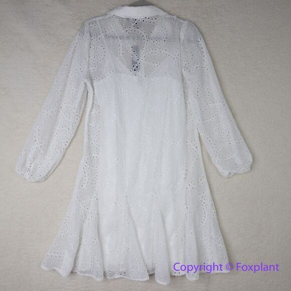 New! White House Black Market Long Sleeve Eyelet Shirt Dress mini, size 8 - Picture 12 of 16